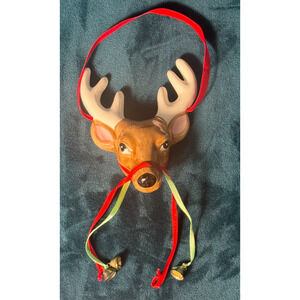 VTG Midwest Imports Reindeer Head Ceramic Christmas Ornament Taiwan - See Pics